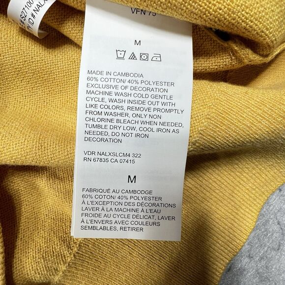Nautica Sweater Mens Medium Yellow Lightweight Navtech Jersey V-Neck Sweater NWT - Picture 10 of 11